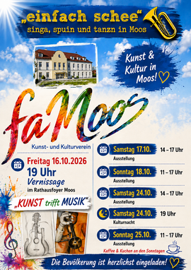 Banner Herbstausstellung des Kunst- und Kulturvereins faMoos