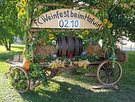 Banner Weinfest des FC im Saal des Hofwirt in Mariakirchen