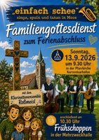 Logo Frühschoppen zum Ferienende nach vorherigem Gottesdienst mit dem Klarinettenensemble Roßmeisl