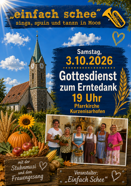 Banner Erntedankgottesdienst mit Frauengesang und Stubnmusi 