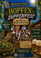 Logo Hopfenzupferfest mit der Heibod'n Musi in der Waldschänke Grieshaus